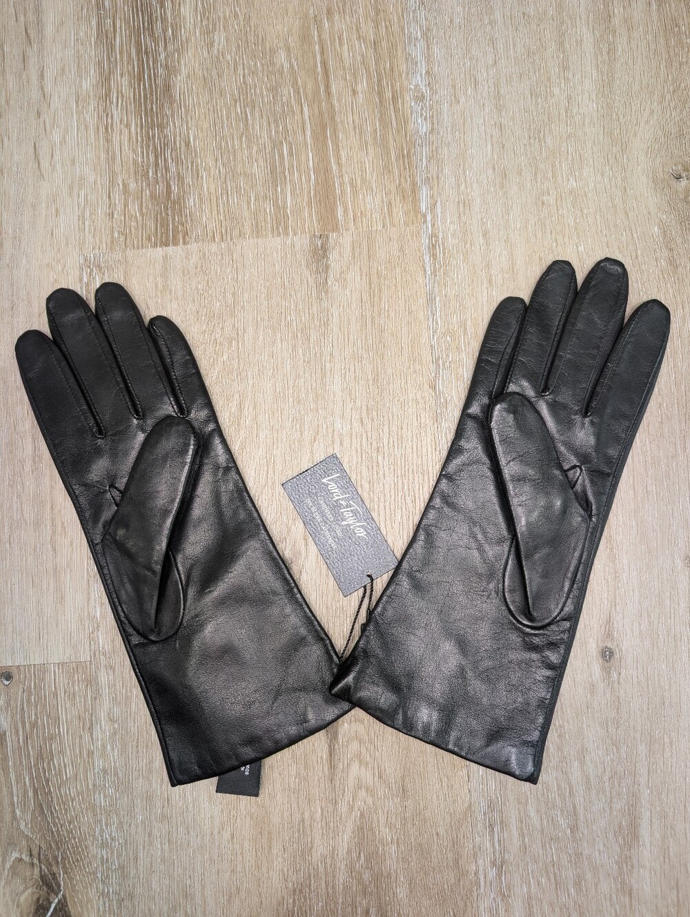 Lord & Taylor Genuine Leather Cashmere Lined Wrist Length Gloves Black Size 7